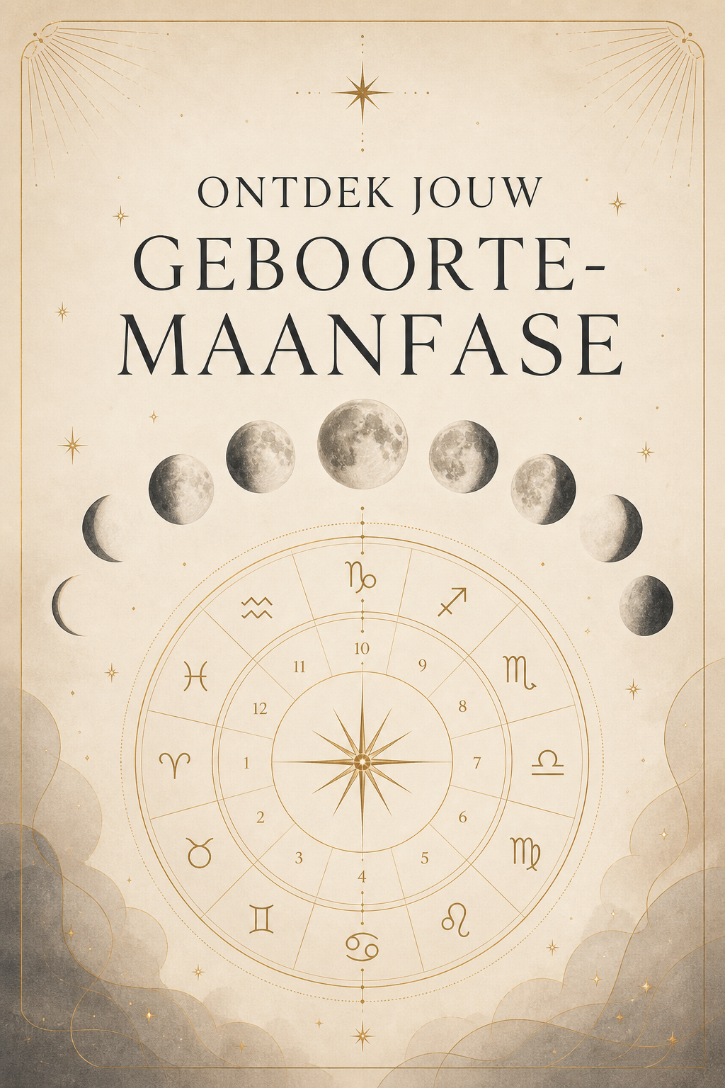 Cover van de gratis Sterrenzo geboorte-maanfasegids met maanfasen en geboortehoroscoop